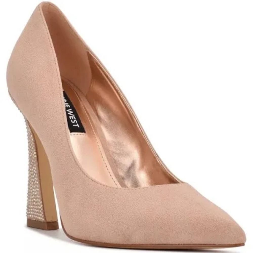 (17-4572) Nine West Trendz Rhinestone Tapered Heel Sz 8.5